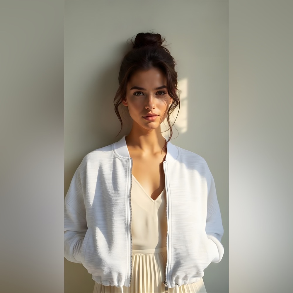 Steve Madden Yves Textured  Ribbed Trim Bomber Jacket